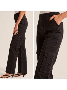 Abercrombie & Fitch Black Straight-Leg Cargo Pants